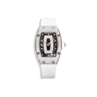 RICHARD MILLE RM 007 AUTOMATIC LADIES WITH DIAMOND BEZEL IN STEEL ON WHITE RUBBER STRAP 605471